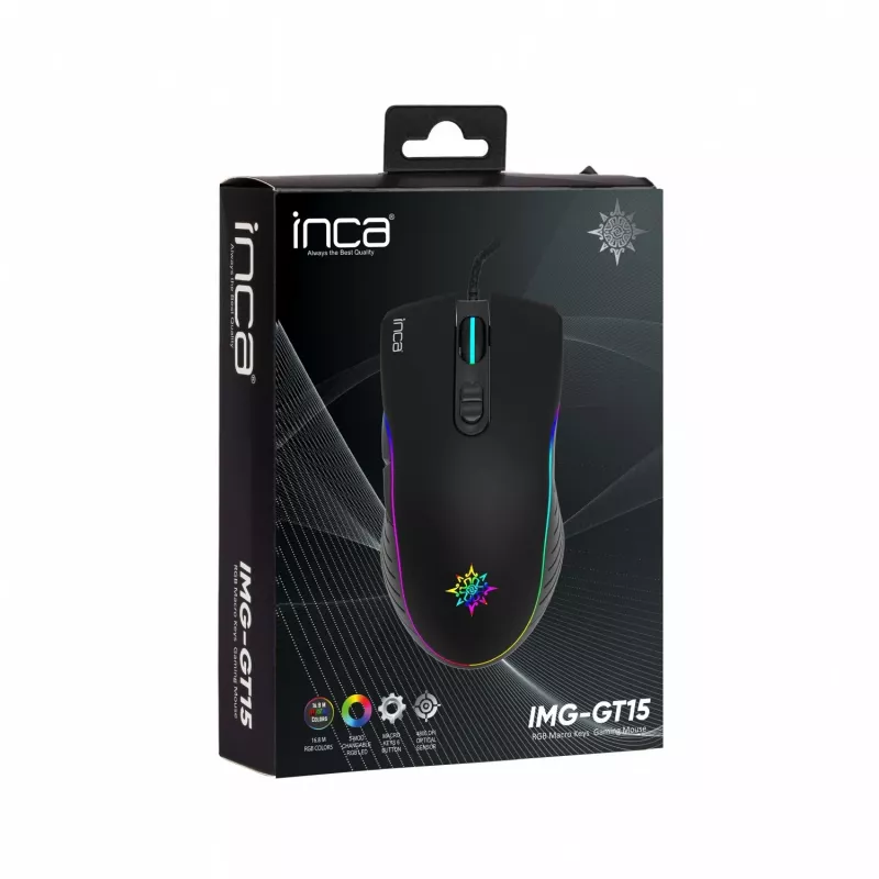 Ratón gaming INCA IMG-GT15 4800 DPI, RGB, 7 botones, USB, SW Retail