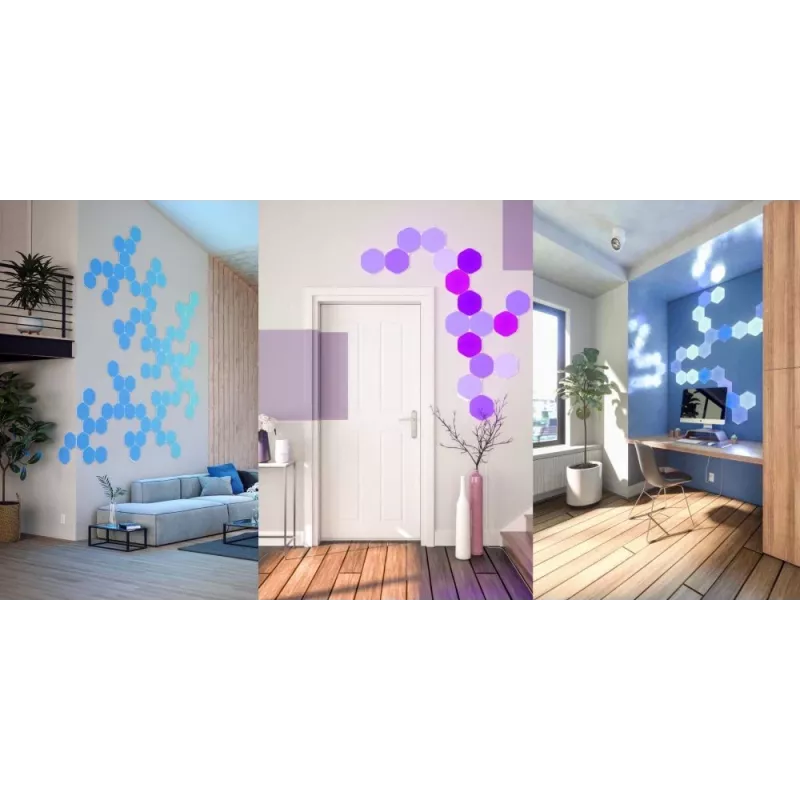 Nanoleaf Shapes Hexagons Smarter Kit, paneles de luz LED, 9 unidades, blanco
