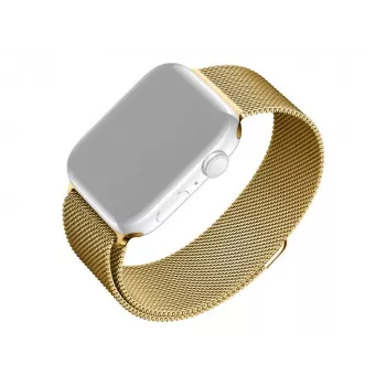 Correa de repuesto de malla metálica FIXED FIXMEST-434-GD para Apple Watch 42/44/45/46/49 mm, acabado dorado