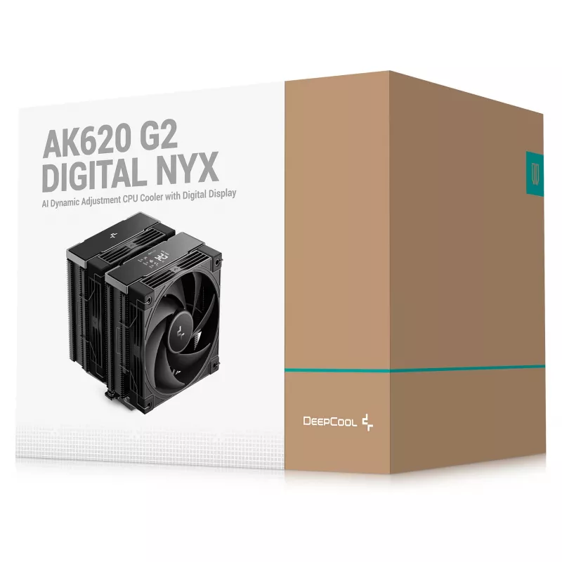 Disipador de aire DeepCool AK620 G2 Digital NYX, ventilador de 120 mm, presión de aire máx. 2,78 mmH2O, 144 × 127 × 159 mm, negro
