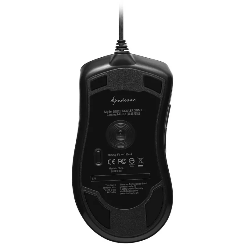 Sharkoon Skiller SGM2 ratón gaming con cable ergonómico óptico 6 botones negro