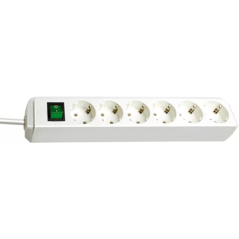 Brennenstuhl 1159520400 Regleta de enchufes 6 tomas 45° blanca con interruptor 3 m cable H05VV-F3G1,5 POS-Reiter (1159520400)