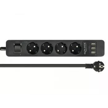 DeLOCK alargador de corriente 11209 1,5 m 4 tomas de corriente para interiores negro