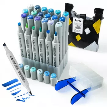 Rotuladores de doble punta Arrtx LC302529, 24 colores (set de tonos azules)