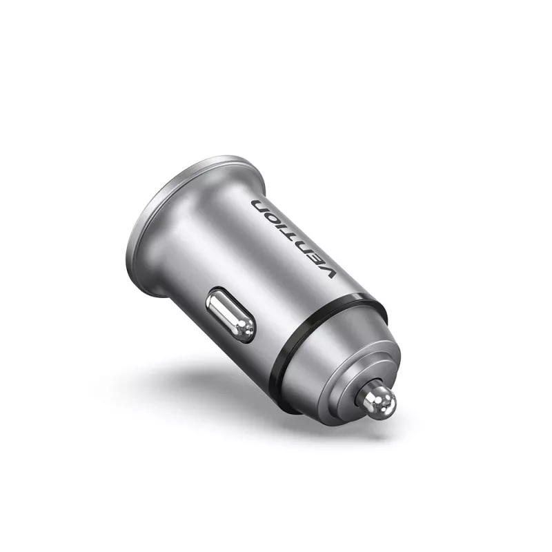 Vention dos puertos USB A+A (30+30) cargador de coche gris estilo mini tipo aleación de aluminio