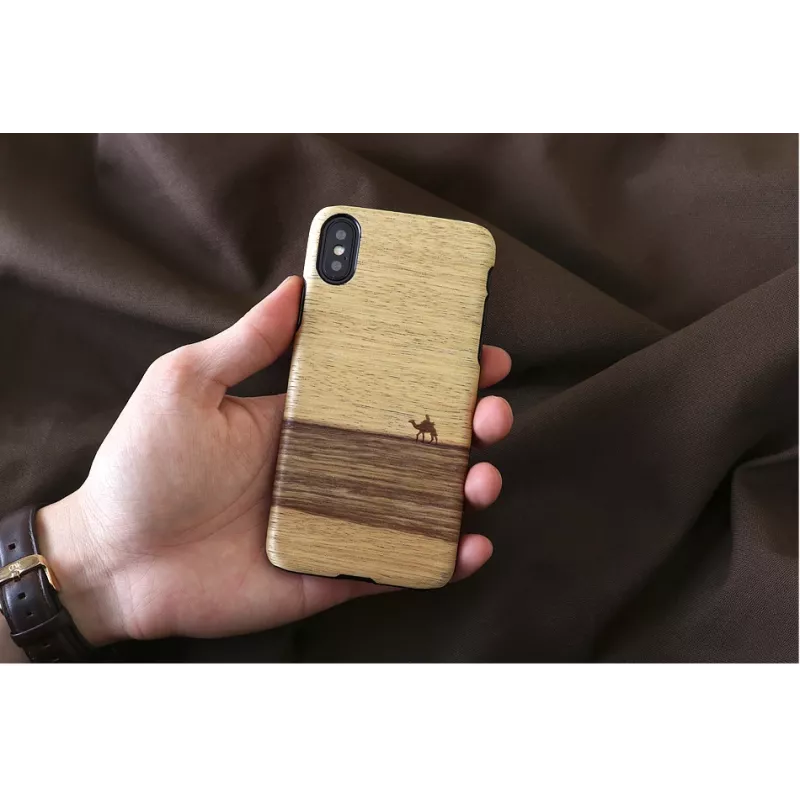 Funda protectora MAN&WOOD para iPhone X/XS – Terra negro, parte trasera protectora