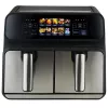 Freidora de aire ProfiCook PC-FR 1287 H — doble 8 L, 2200 W, táctil LED, negro/acero inoxidable