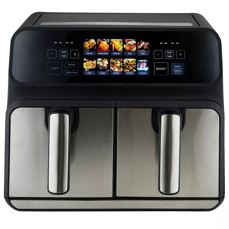 Freidora de aire ProfiCook PC-FR 1287 H — doble 8 L, 2200 W, táctil LED, negro/acero inoxidable