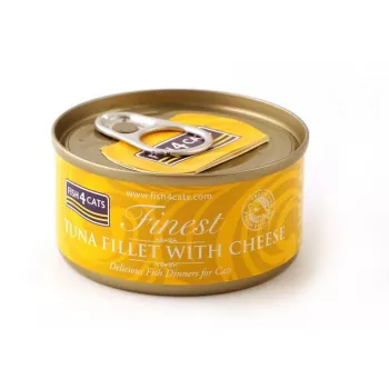 Comida húmeda para gatos FISH4DOGS Filete de atún con queso bolsa 70 g – sabor a pescado, 83% humedad, 14% proteína