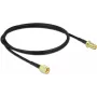 DeLOCK - Cable prolongador de antena - RP-SMA (M) a RP-SMA (H) - 1 m - coaxial - negro - tornillos de mariposa