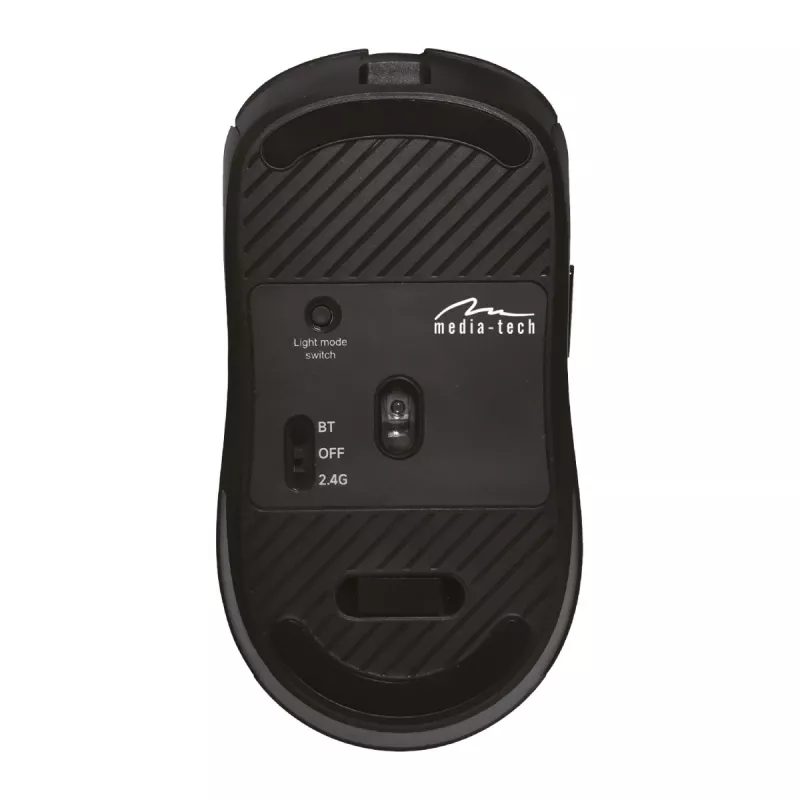 Ratón inalámbrico MEDIA-TECH MT1124 BT/RF Silent & Recharge — ambidiestro, 3200 DPI, Bluetooth + 2,4 GHz USB, 6 botones, recargable