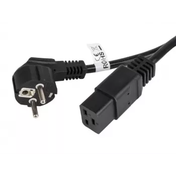Cable de alimentación CEE 7/7 - IEC 320 C19 16A VDE 1,8M negro