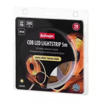 Tira de luz Activejet AJE-COB 5m blanco cálido universal para interior