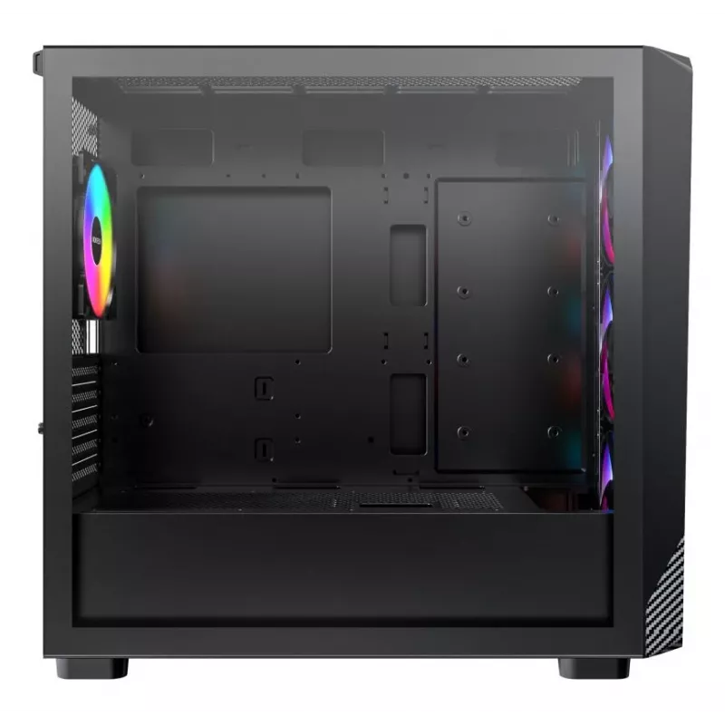 Montech X5M (B) caja de PC Micro Tower – Micro-ATX/Mini-ITX, 3x120mm frontal, 1x120mm trasero, compatible con fuentes ATX, 2x3,5 pulgadas + 4x2,5 pulgadas, negra