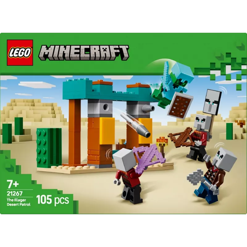 Set de construcción LEGO La patrulla del desierto de los Illager 21267 – Set de juego Minecraft, 105 piezas, 4 minifiguras, 80×60×110 mm