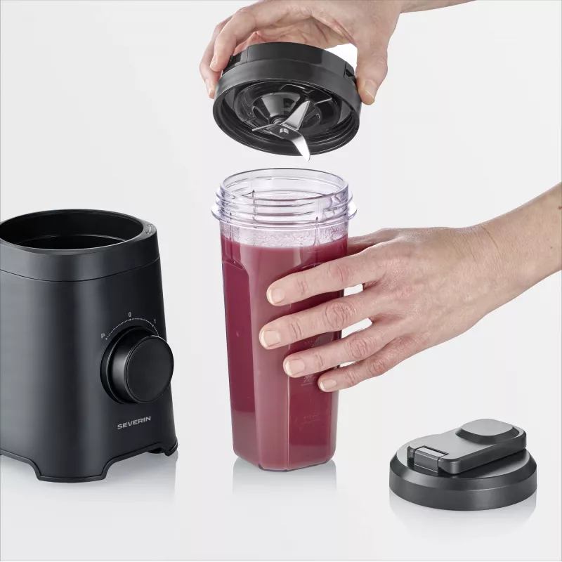 Batidora de mesa SEVERIN SM 3743 — bol de 0,6 l, 320 W, negra, cuchillas de acero inoxidable