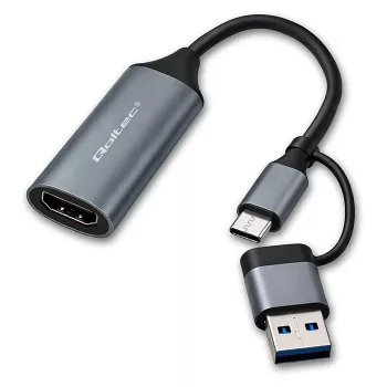 Adaptador USB-C a USB-A y HDMI 4K 30Hz QOLTEC de aluminio