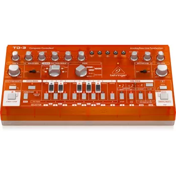 Behringer TD-3-TG sintetizador analógico de líneas de bajo, naranja transparente