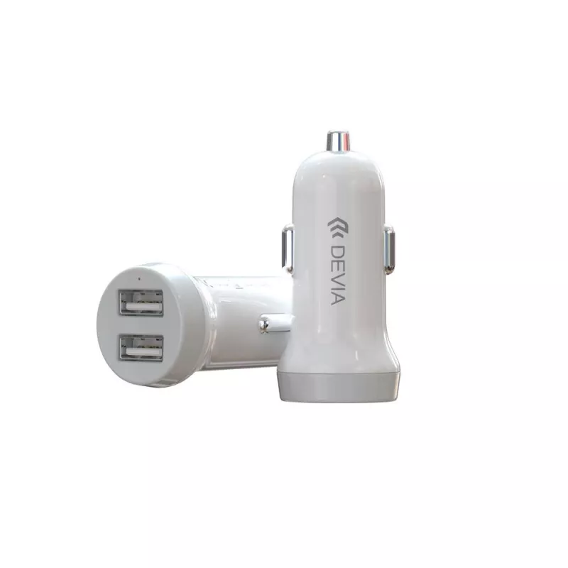 Cargador de coche Devia Smart Series Lightning 5V 3,1A Dual USB blanco