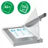 Cortapapeles de precisión Leitz Office A4+, 15 hojas, sujeción manual, acero inoxidable, A4 Maxi, 80 g/m², cristal