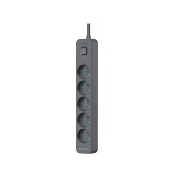 Regleta de enchufes TRACER TRALIS47023 — cable 1,8 m, 5 tomas