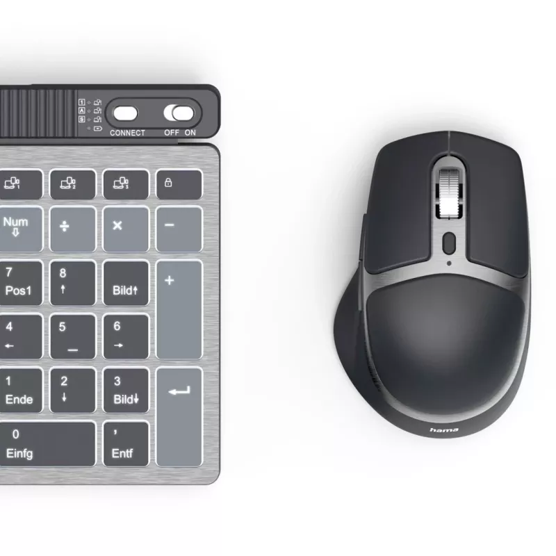 Conjunto de teclado y ratón inalámbrico multidispositivo HAMA WKM-750 — negro, conectividad inalámbrica