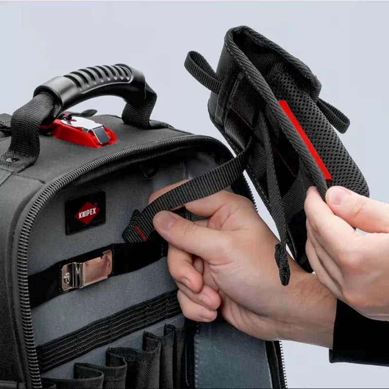 Bolsa de herramientas Knipex Modular Bag 00 19 50 LE negra/roja, vacía, almacenamiento modular para herramientas
