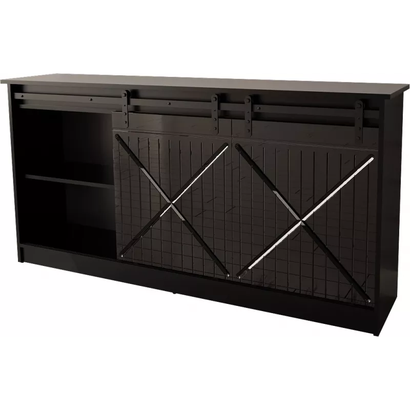 Cómoda 160x80x35 GRANERO negro/negro brillante