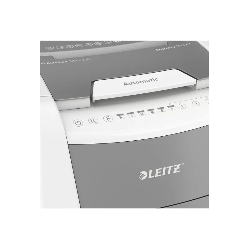 Leitz IQ Autofeed Office 300 destructora de documentos automática P4, corte cruzado, 22 cm, 4 x 30 mm, 60 L, 500 hojas, 55 dB