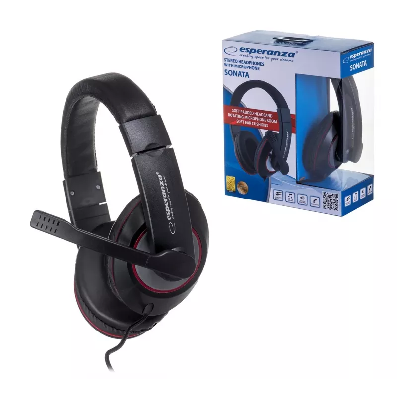 Auriculares con cable ESPERANZA EH118, circumaurales, diadema, cable de 2,5 m, 20–20.000 Hz