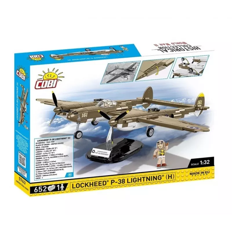 Bloques de construcción Cobi Lockheed P-38H Lightning Set 5763 — maqueta a escala, modelo de avión coleccionable