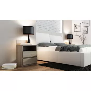 Mesita de noche top e shop M1 SONOMA MAT, acabado roble, 2 cajones, 400×320×590 mm