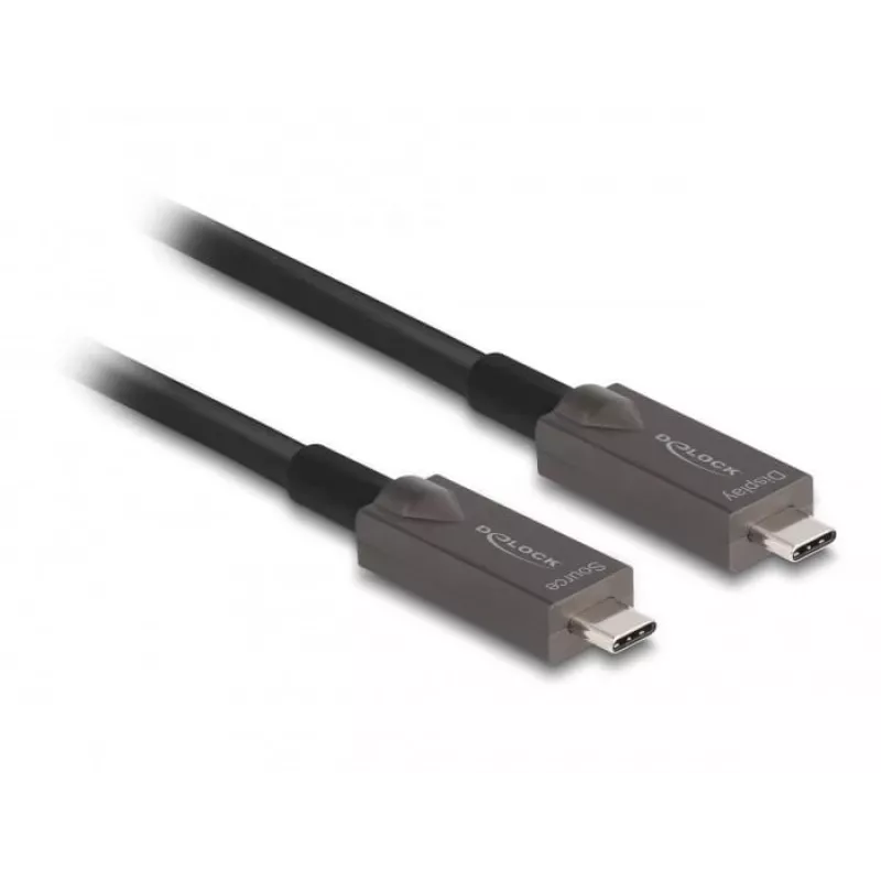 Cable activo óptico DeLOCK USB-C vídeo + datos + PD 10 m negro