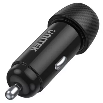 Cargador para coche Unitek P1400A con USB-C y USB-A, 38W, Quick Charge 3.0, entrada 12–24V, negro