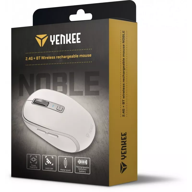 Ratón inalámbrico DUAL WiFi+Bluetooth, batería recargable, 5 botones