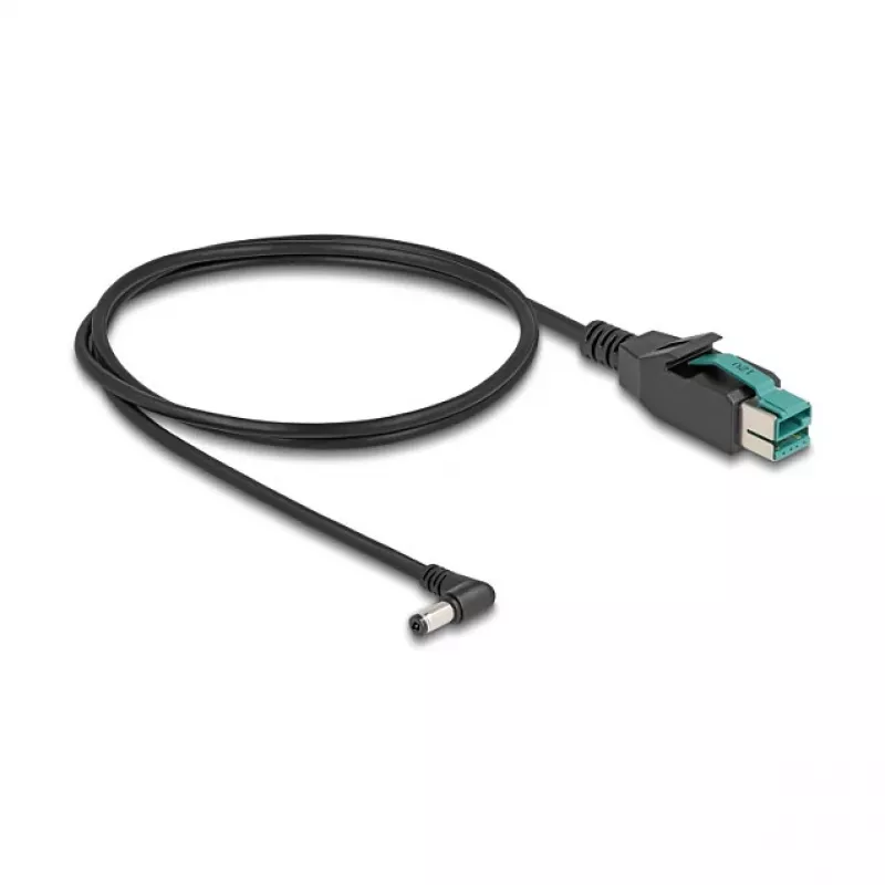 Cable PoweredUSB DeLOCK conector macho 12 V a DC 5,5 x 2,1 mm conector macho en ángulo 1 m