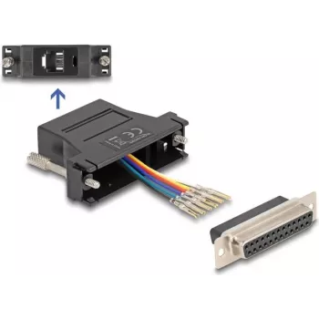 DELOCK kit de montaje: D-Sub 25 hembra a RJ12 hembra, negro