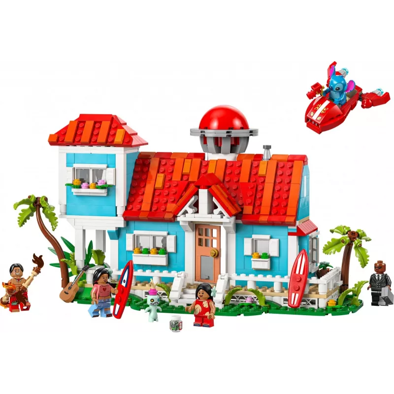 LEGO Disney Set 43268 Casa de la playa – casa modular para construir, 834 piezas, 5 minifiguras, edad 9+