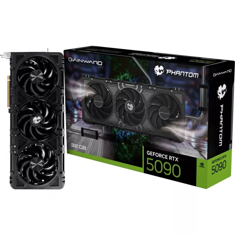 Tarjeta gráfica GAINWARD GeForce RTX 5090 Phantom — 32 GB GDDR7, 512 bits, PCIe 5.0, 3x DP 2.1b + HDMI 2.1b, 3 ventiladores, 331,9 mm