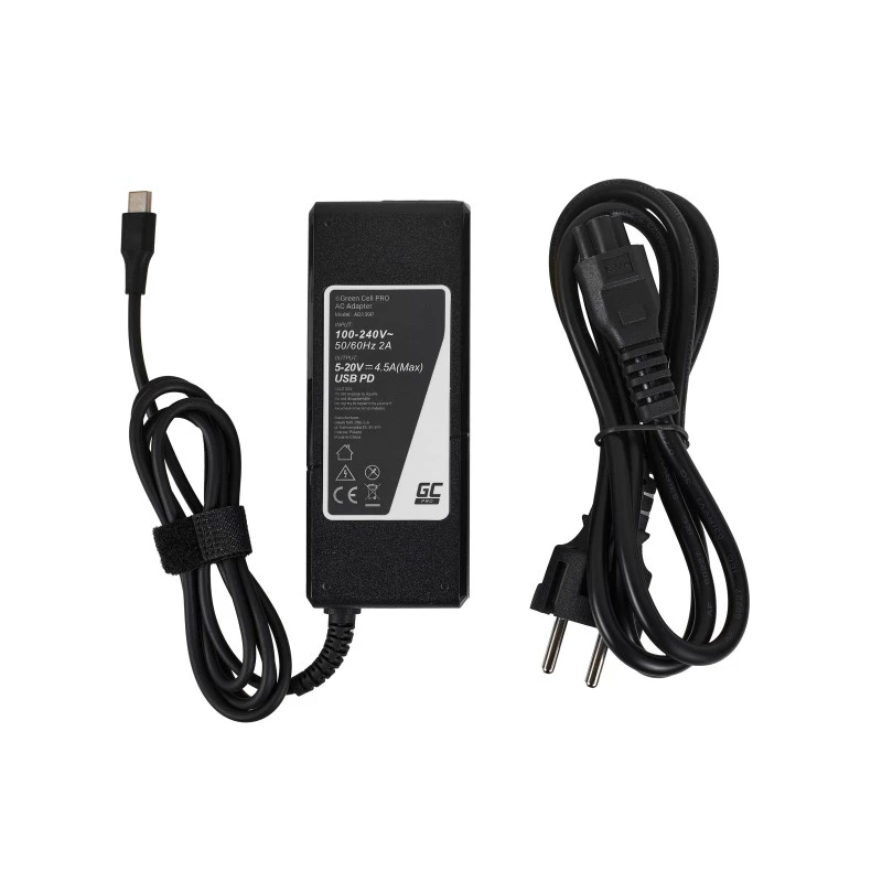 Fuente de alimentación Green Cell AD139P universal 90 W negra
