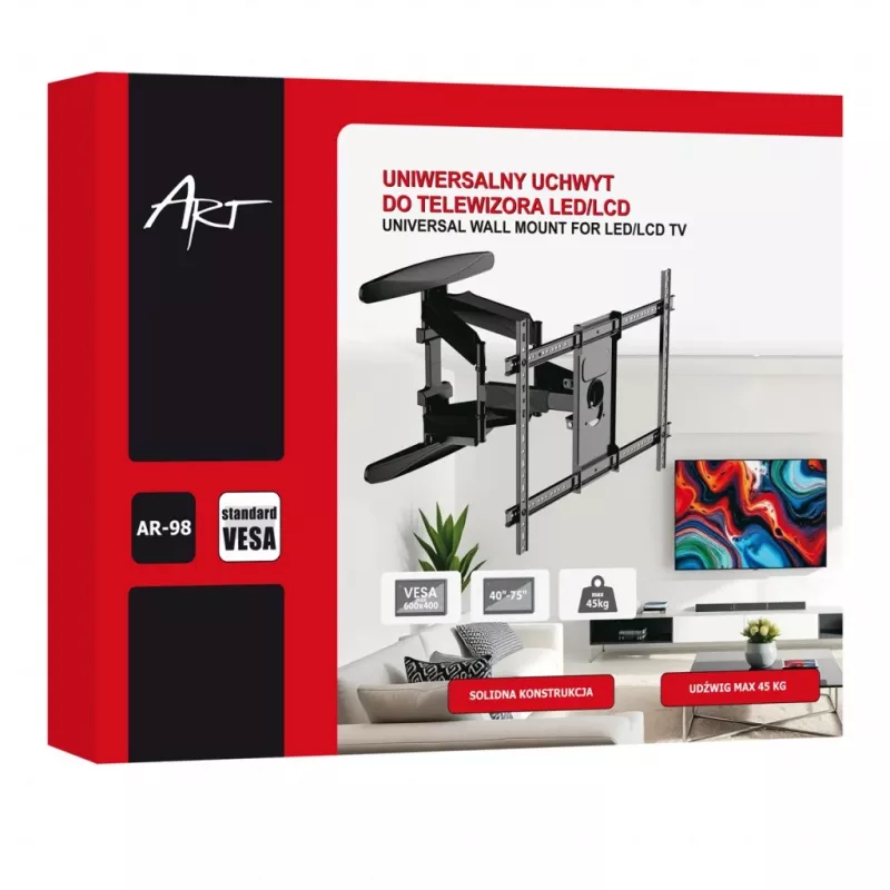 Soporte para TV LCD/LED GART 40-75 45 kg ajuste vertical/horizontal 58-380 mm máx. VESA 600x400