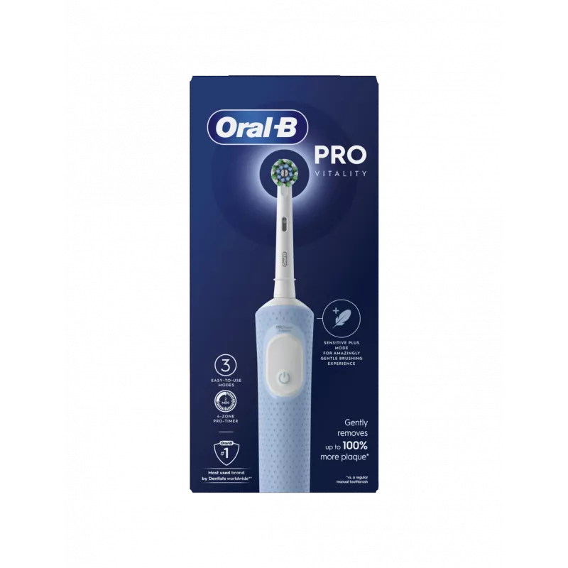 Oral-B | Vitality Pro Cepillo de dientes eléctrico recargable para adultos, número de cabezales incluidos 1, número de modos de cepillado 3, azul