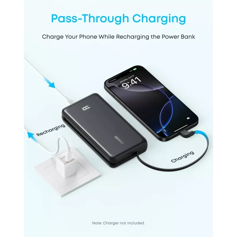 Anker Power Bank, 22,5 W | Zolo A110EH11 | 20000 mAh | USB-C | negro