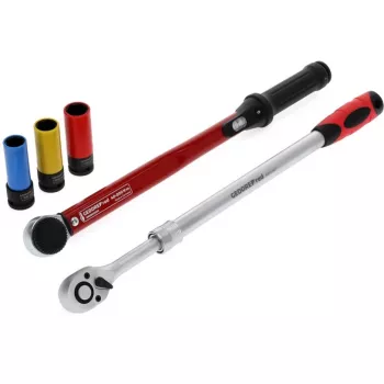 Juego de herramientas para cambio de ruedas Gedore R69003000 — surtido de llaves dinamométricas de 5 piezas, negro/rojo