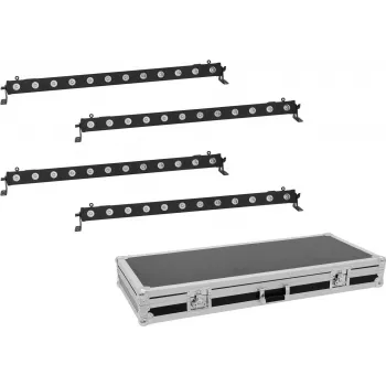 Set de barras LED EUROLITE 4x LED BAR-12 QCL RGBA con flightcase