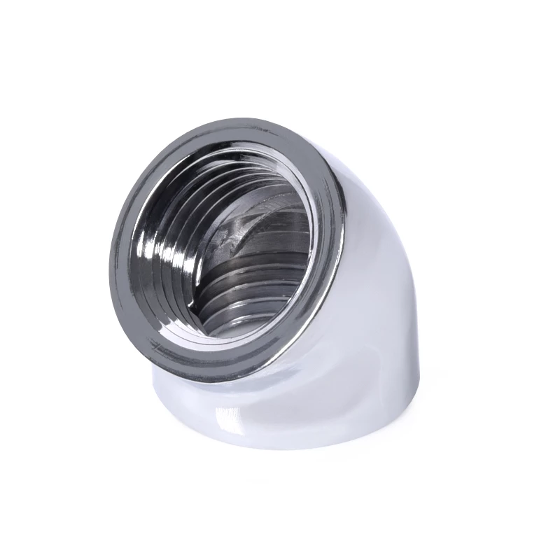 Alphacool 17593 conector de manguera a 45°, G1/4 hembra a G1/4 hembra, cromado