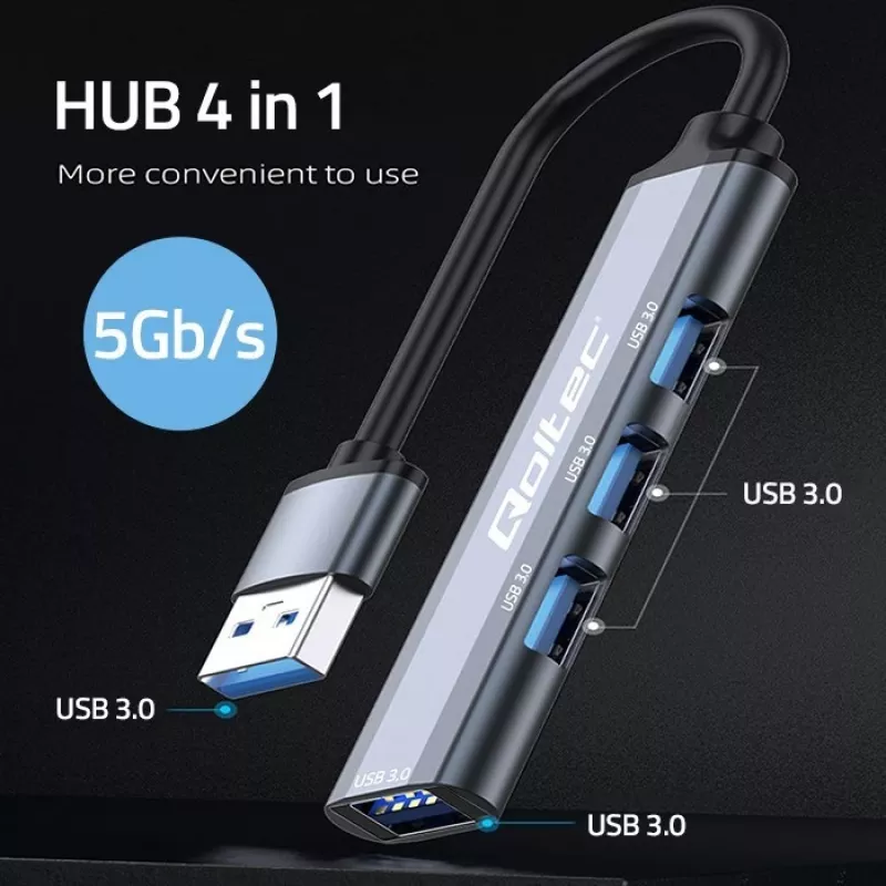 Adaptador HUB USB 3.0 4en1, 4x USB 3.0