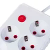 Regleta MACLEAN MCE392 W — 4 tomas de corriente F, 3×USB A, 110–240 V, 2,1 A máx., 2500 W, cable de 1,5 m, blanca