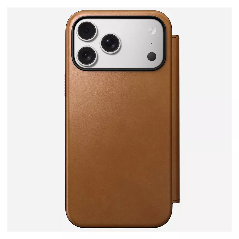 Funda tipo folio para móvil Nomad Modern Leather Folio para iPhone 17 Pro Max – tan, compatible con pantalla de hasta 17,5 cm (6,9
