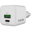 Cargador Canyon CU20AC GaN 20W PD, 2 puertos (USB-A/USB-C) WH venta al por menor (CNS-CUW20AC)